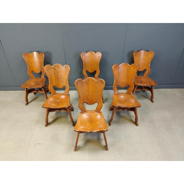 6 robust brutaslist oak dining chairs made in the Netherlands, Oirschot, in the 1960s by a company called Meeuwis The...