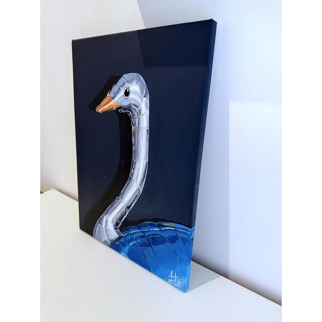 Sofía Cristina Jiménez, Silver Inflatable Ostrich, Lady Truthi 2, 2024, Acrylic Painting For Sale - Image 4 of 11