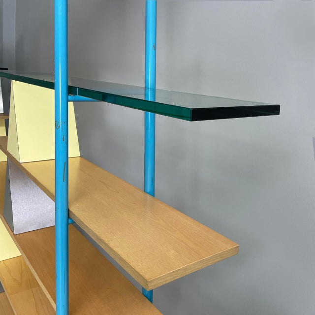 Italian Modern Glass, Wood and Metal Gritti Bookcase by Andrea Branzi for Memphis, 2000s For Sale - Image 11 of 18