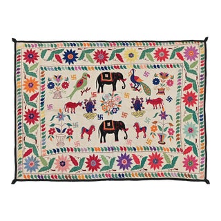 1930s Animal Embroidered Textile For Sale