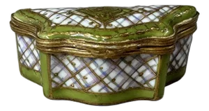 1860 French Sevres Neoclassical Green Gold Porcelain Box