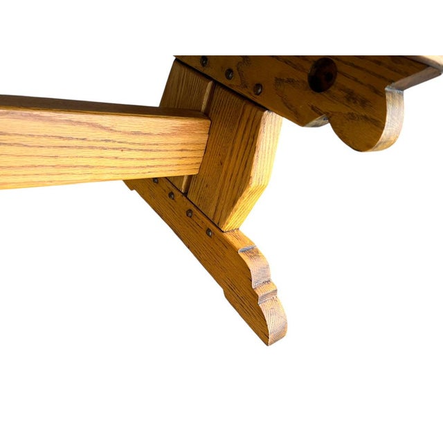 Rectangle Oak Trestle Coffee Table, 1970s For Sale - Image 9 of 15