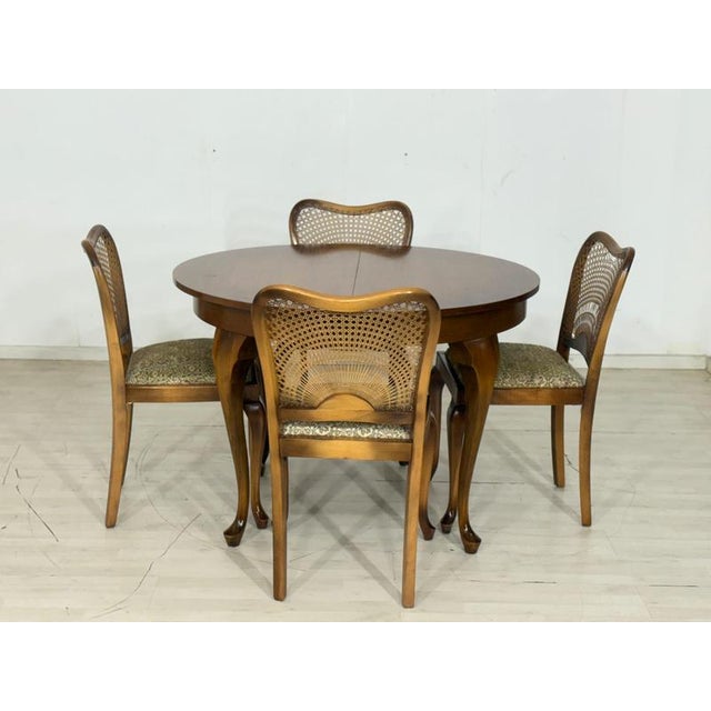 Brown Chippendale Round Extendable Wooden Dining Table For Sale - Image 8 of 9