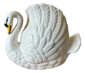 1960s Rosenthal Netter Porcelain White Majolica Swan Planter Cachepot