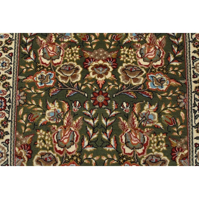 Sarouk Runner 2’4” X 11’6” Green Wool Traditional Hand-Knotted Oriental Rug For Sale - Image 10 of 14