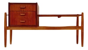 Danish Teak & Oak Telephone Table by Arne Wahl Iversen, 1960s