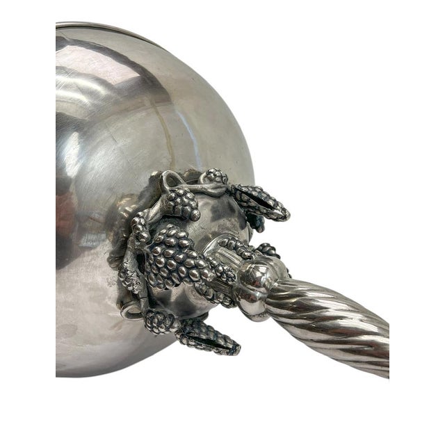 Large Neo-Classical Silverplated Brass Footed Bowl with Grape Decoration, 1940s For Sale - Image 6 of 12