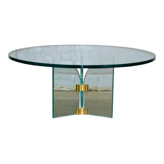 1970s Leon Rosen Pace Collection Style Round Arched Base Cocktail Table For Sale