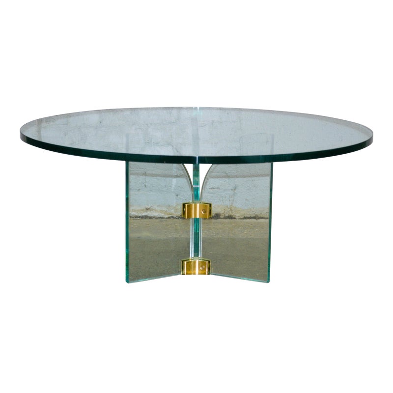 1970s Leon Rosen Pace Collection Style Round Arched Base Cocktail Table