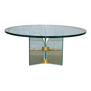 1970s Leon Rosen Pace Collection Style Round Arched Base Cocktail Table