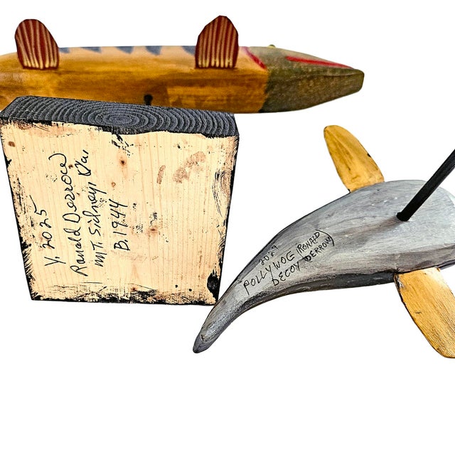 Contemporary Folk Art Fish Decoys by Ronald Derrow Set of 2 For Sale - Image 15 of 18