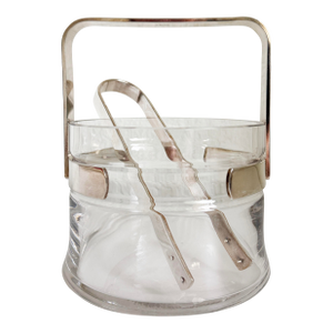 1970s Italian Silver Plate Ice Bucket & Tongs Set