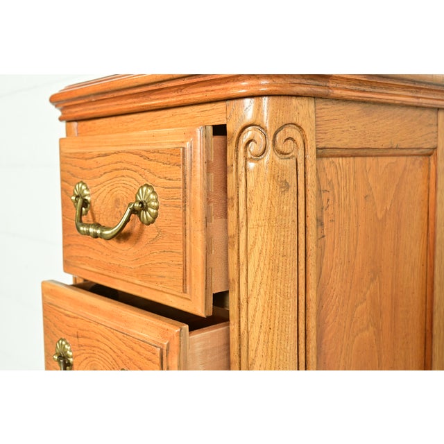 Wood Hickory French Provincial Louis XV Carved Oak Lingerie Chest or Semainier For Sale - Image 7 of 14