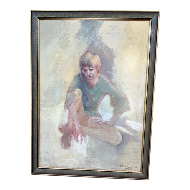 American School 20th Century Portrait of a Seated Boy, Oil on Canvas, Signed and Dated 1969 Framed by Don Carr For Sale