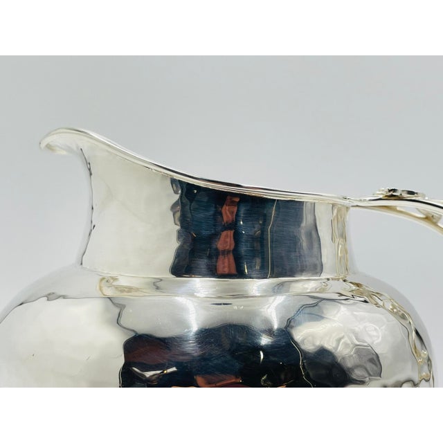 1980s Whimsical Emilia Castillo Water Pitcher in Hammered Silver Finish, Mexico Silver For Sale - Image 10 of 18
