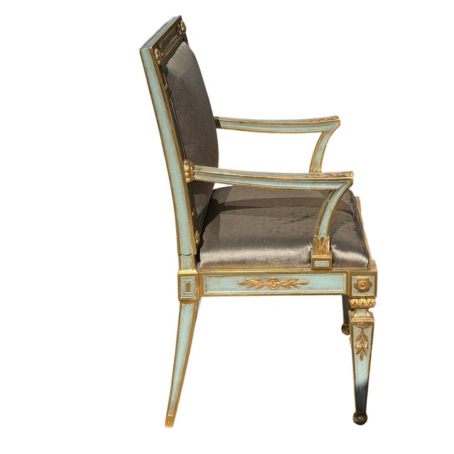 Pair of Hendrix Allardyce Neoclassical Venetian Style Painted Arm Chairs.