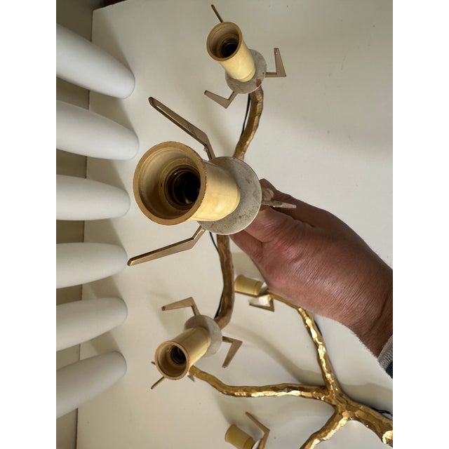 Vintage Bronze-Gold Three-Light Wall Sconces from Arlus, 1960s, Set of 2 For Sale - Image 15 of 18