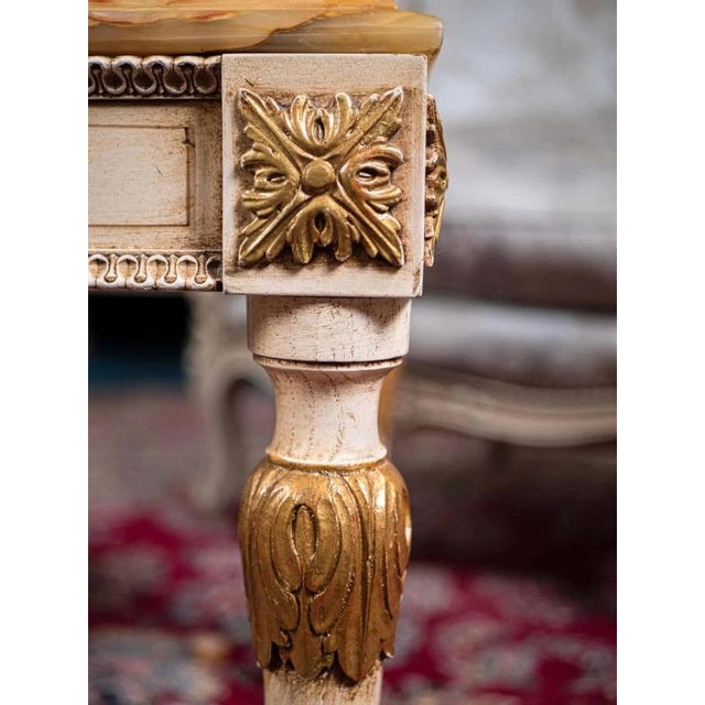 White Coffee Table with Onyx Top For Sale - Image 4 of 7