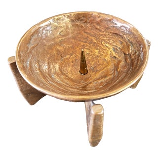 Brutalist Bronze Candlestick by Michael Harjes, Germany, 1960 For Sale