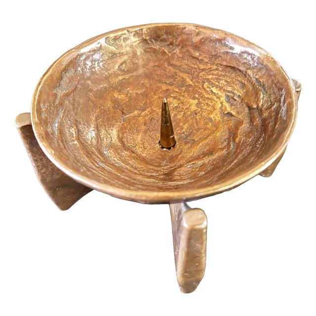 Brutalist Bronze Candlestick by Michael Harjes, Germany, 1960 For Sale