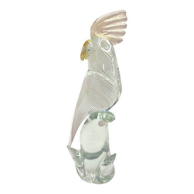Vintage Murano Glass Cockatoo Sculpture Signed For Sale