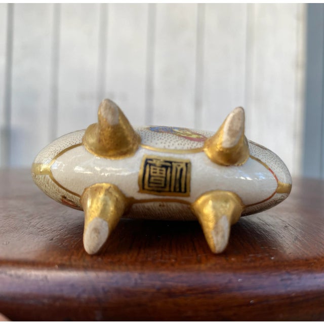 Ivory Early 20th Century Meiji Period Satsuma Mini Moon Vase With Fujisan Mark For Sale - Image 8 of 8
