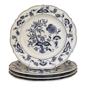 Set of 4 Mid-Century Blue Danube Dinner Plates