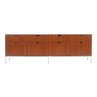 Florence Knoll Eight-Drawer Credenza Teakwood and Marble 1973 For Sale