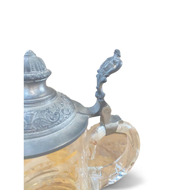 Art Nouveau Arts & Crafts Crystal and Pewter Beer Mug, 19th Century For Sale - Image 5 of 12