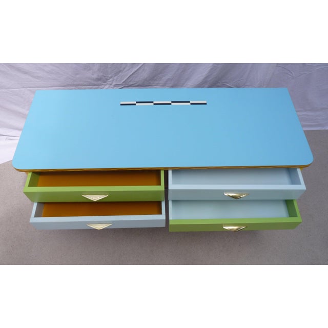 Wood Vintage Low Chest of Drawers with 4 Drawers, 1960s For Sale - Image 7 of 9