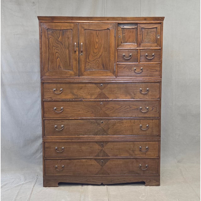 A beautiful and highly functional antique Japanese Isho Tansu chest that was traditionally used for storing clothing,...