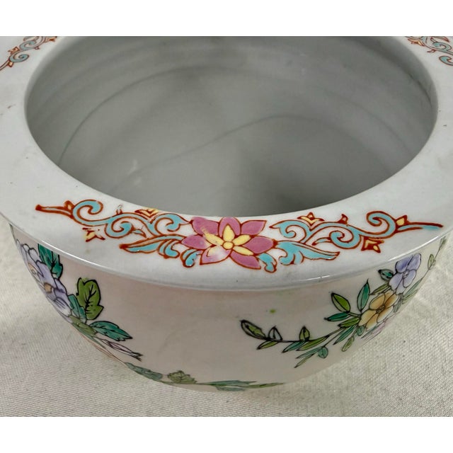 Ceramic 1980s Floral Cache Pot For Sale - Image 7 of 11