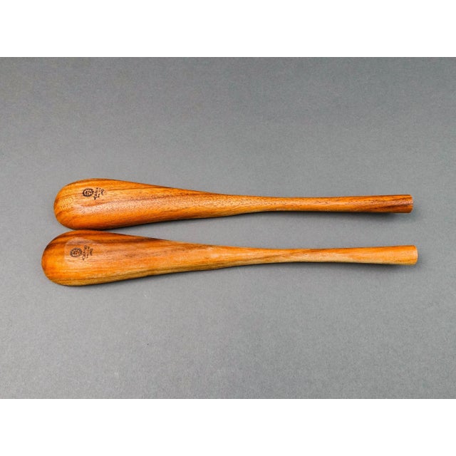 Brown Mid 20th Century Dansk Jhq Teak Wood Large Bowl With Servers & 8 Small Bowls Set- 9 Pieces For Sale - Image 8 of 10