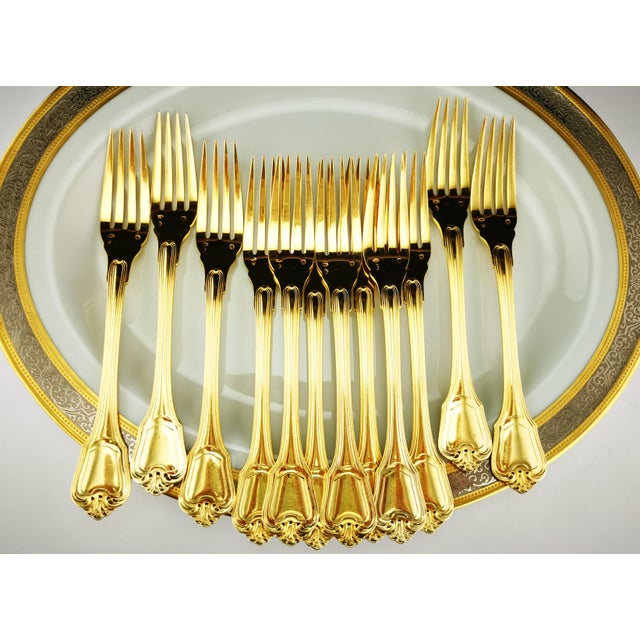 Vintage Solid Silver with Gold Finish Cutlery Set for 12 People from Christofle & Cardeilhac, 1950s, Set of 138 For Sale - Image 7 of 18