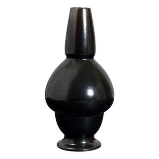 Aesthetic Movement Black Glazed Earthenware Vase from Wardle, England, 1890s For Sale
