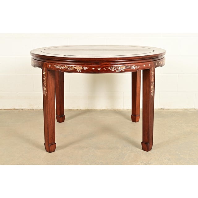 Antique Chinese Carved Rosewood Extension Dining Table With Mother of Pearl Inlay, Circa 1890s For Sale - Image 15 of 16