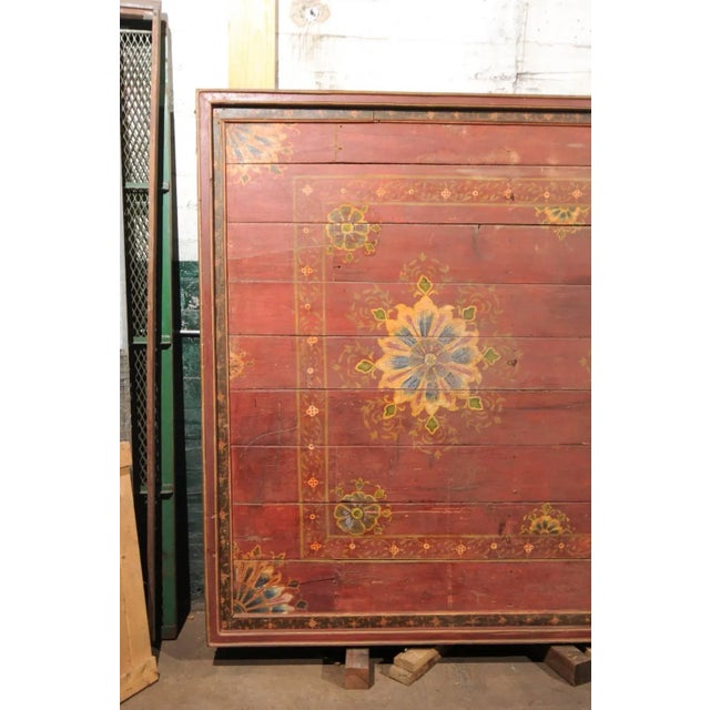 19th Century Painted Wood South Indian Decorative Ceiling Panel For Sale - Image 4 of 10