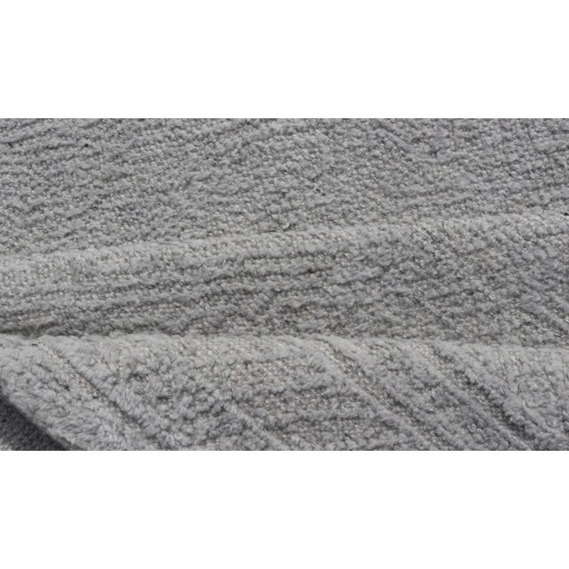 Muted Modern Indian All Gray Hand-Knotted Rug in Wool With Minimal Design For Sale - Image 11 of 13