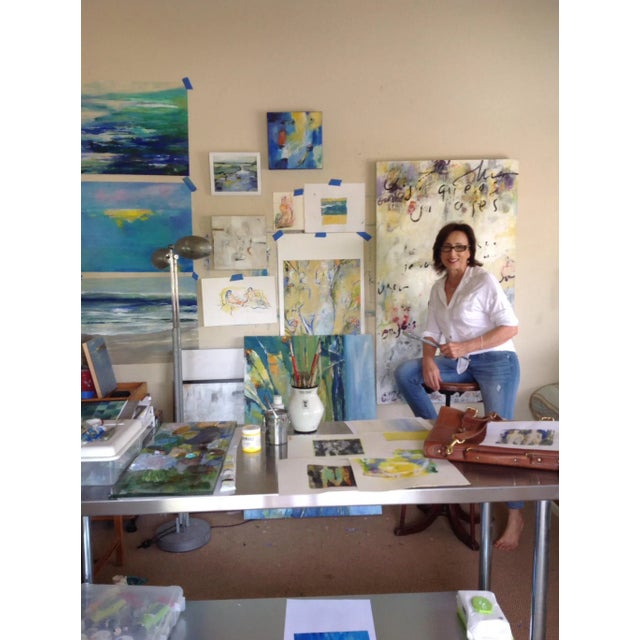 Original Large Blue, Green, Contemporary Painting Titled ‘Passages’ by Michele Zuzalek For Sale - Image 4 of 9