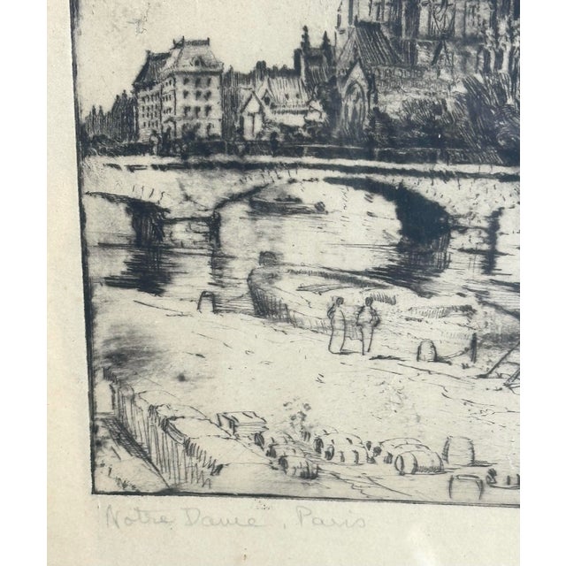 1960s Notre Dame, Paris Original Drypoint Etching by Harold Field Kellogg For Sale - Image 5 of 10