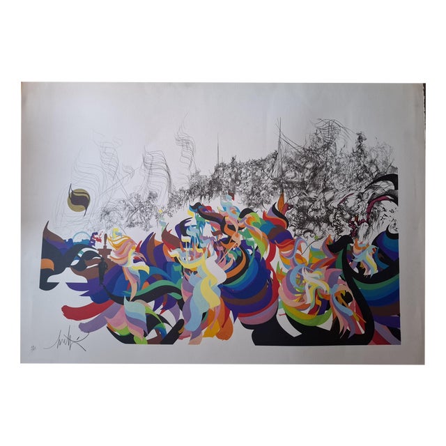 Raymond Moretti, Composition, Color Lithograph For Sale