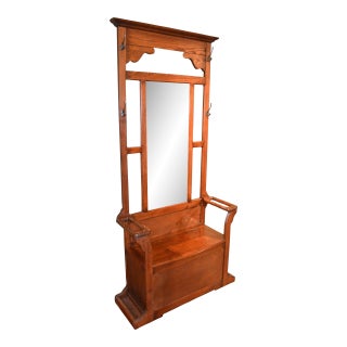 Oak Hall Tree With Storage Trunk Micheals Cherry For Sale
