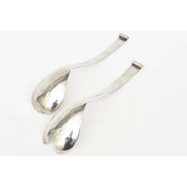 Modern Vintage Sterling Silver Modernist Salad Servers or Serving Pieces, 1980's For Sale - Image 3 of 9