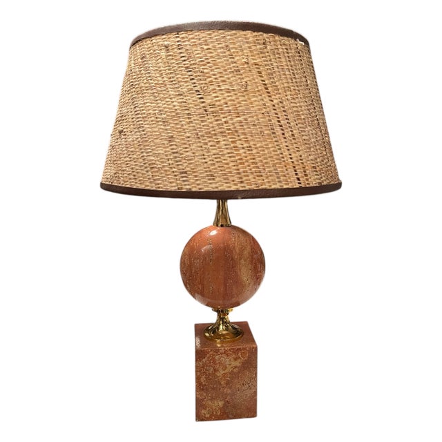 Pink Travertin Lamp by Barbier, 1970s For Sale