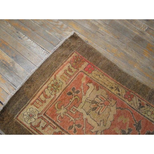 1940s 1940s Mid Century Modern Turtle Palmette Apricot Indian Agra Hallway Runner Rug For Sale - Image 5 of 8