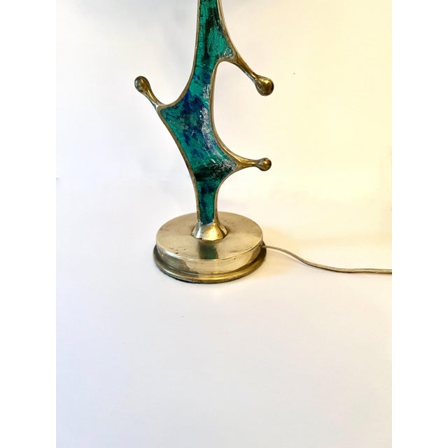 Mid 20th Century Brass and Turquoise Table Lamp by Mexican Artist, Pepe Mendoza, ca 1950 For Sale - Image 5 of 7