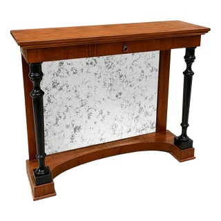 Neoclassical Console Table with Mirror and Drawer, 1930s For Sale
