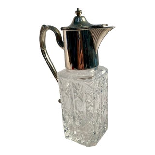 Antique Edwardian English Cut Glass Claret Jug For Sale
