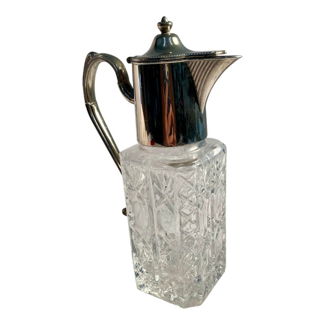 Antique Edwardian English Cut Glass Claret Jug For Sale