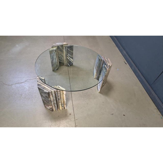 Vintage Italian Marble and Glass Coffee Table, 1970s For Sale - Image 8 of 11